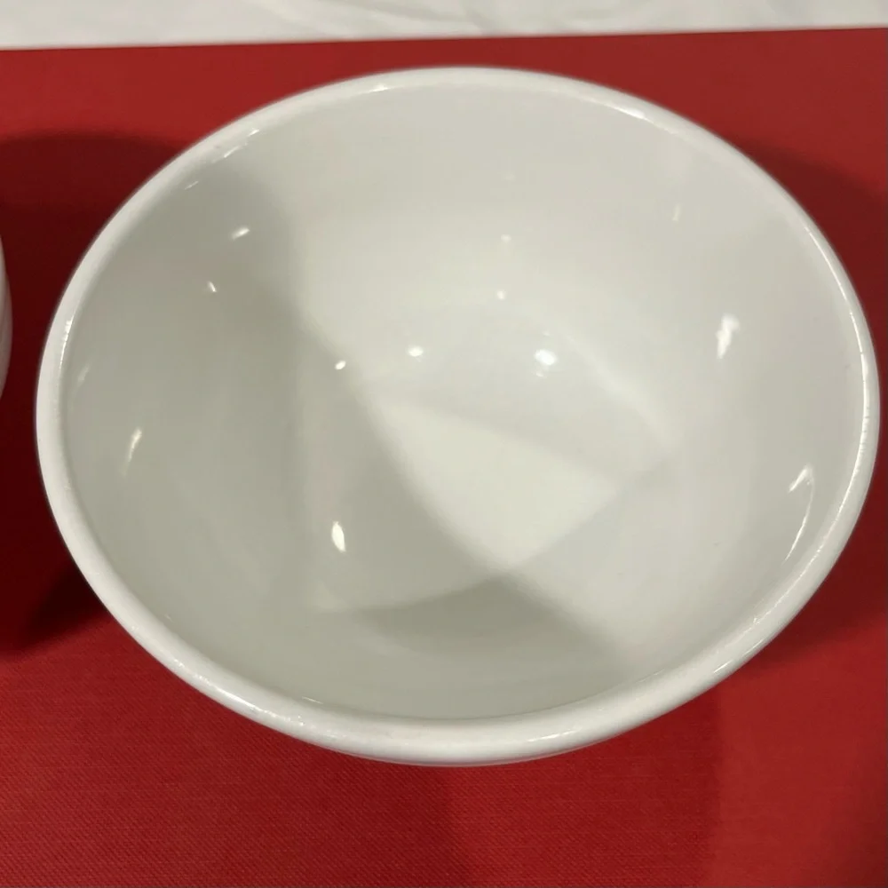 2 Crate & Barrel Culinary Arts Fruit Berry Bowl White Porcelain Stackable 5 3/8